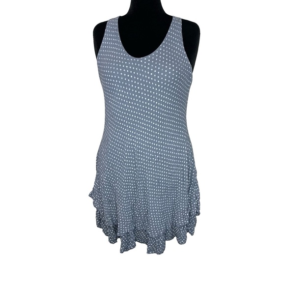 Cherish Gray and White Swim Coverup with Ruffled Hem - Picture 1 of 5
